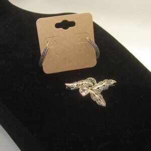 925 Sterling & Marcasite Earrings and Brooch